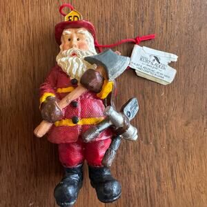 Kurt Adler Firefighter Axe Santa Claus Christmas Ornament New